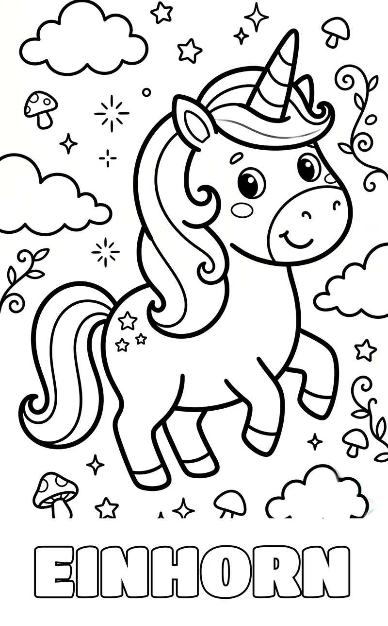 Einhorn Ausmalbild zum Ausdrucken